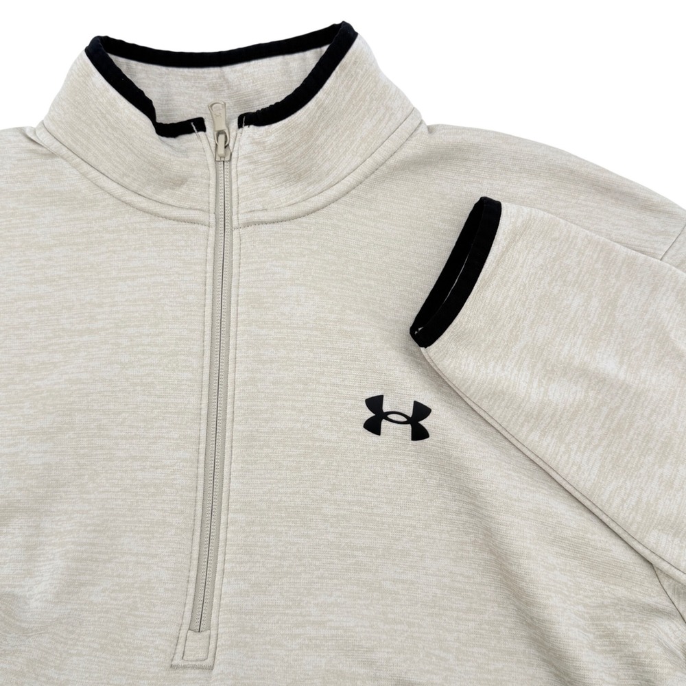 Under Armour Pullover Mens Large Beige 1/4 Zip Fleece Lined